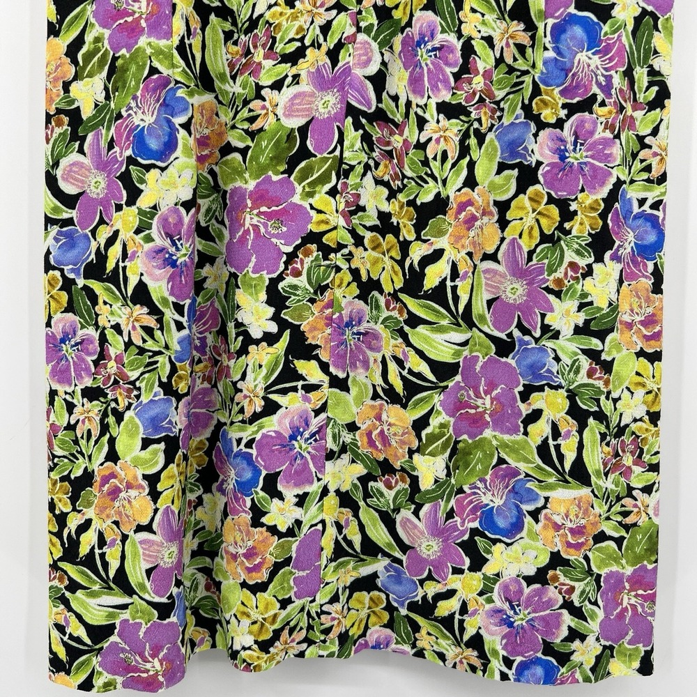 Zara Floral Wrap Mini Dress Short Sleeve Button Side Ruched Green Purple Size XS - Picture 7 of 8